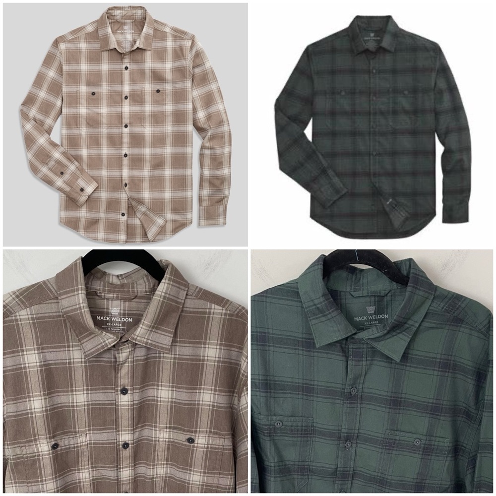 TWO Mack Weldon WARMKNIT Flannel Shirts Size XXL Performance Merino Wool.  10